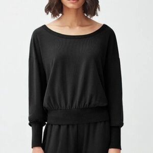 Cuyana French Terry Pullover Sweater - Black (Size L)